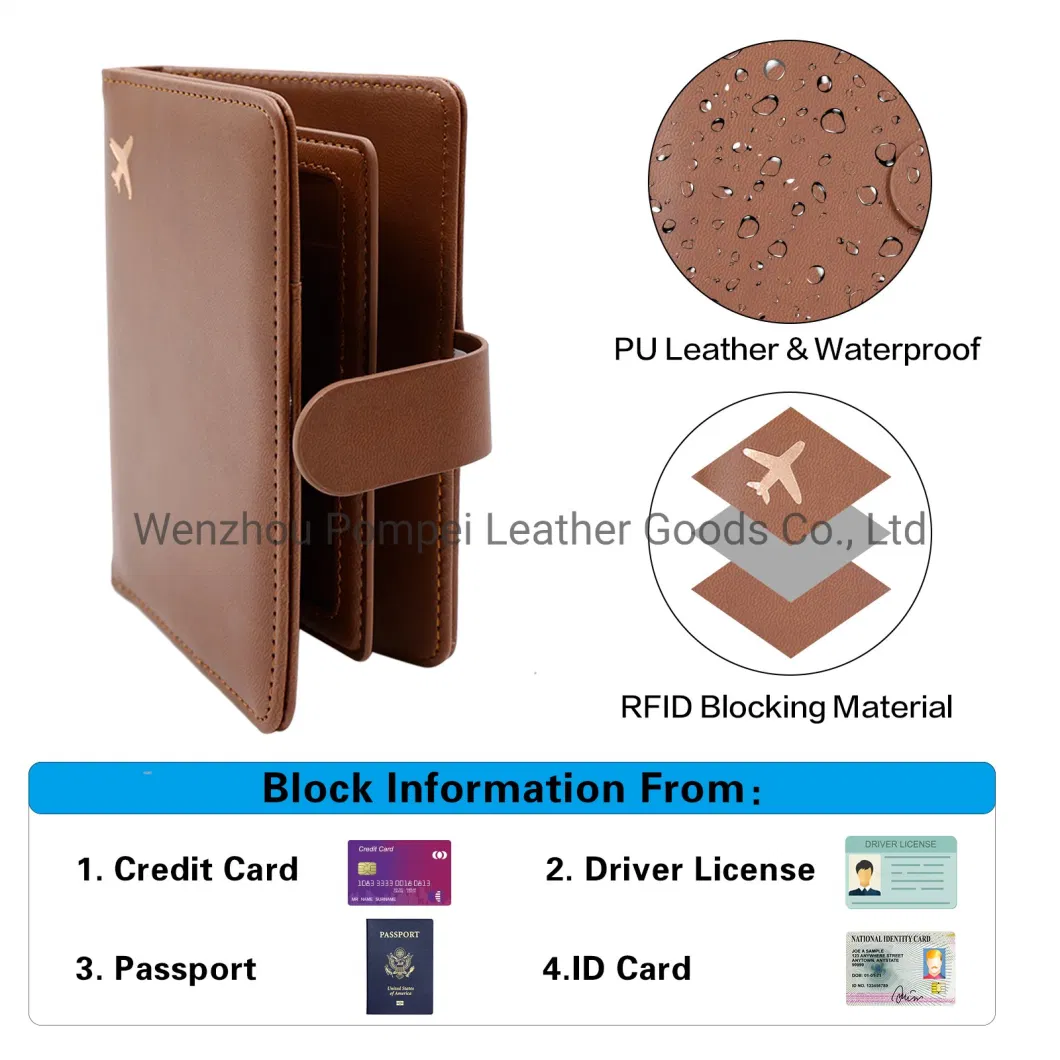 Amazon China Supplier Passport Holder Cover Wallet RFID Blocking Travel Document Holder Leather Card Case