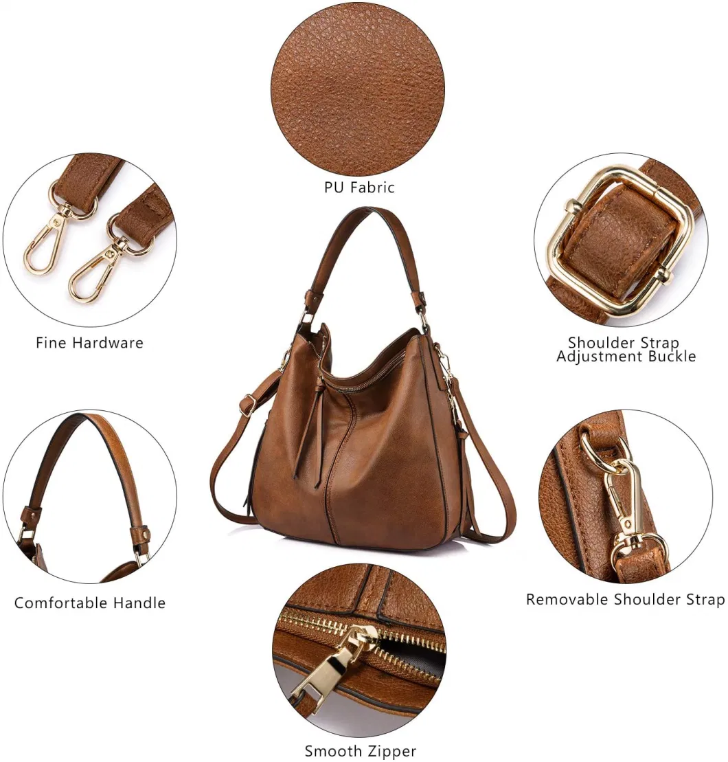 Hot Sell PU Vegan Leather Lady Fashion Designer Luxury Handbag Hobo Handbag for Women